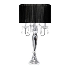 All The Rages Lalia Home 31" Chrome Cascading Crystal Metal Table Lamp with Black Shade