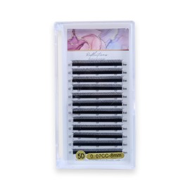 Premium Eyelash Extension Set - 5D Premade Fans Eyelashes Extensions - CC Curl Volume Lash Extensions - Black Individual Eyelashes Tray for Professional Salon, (8mm/0.07CC Curl - 5D)