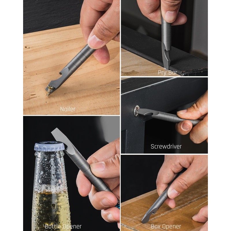 TISUR Titanium EDC Pry Bar, Keychain Prybar Multitool With Beer