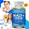 NAD+ Supplement Natural Energy Supplement with Resveratrol Cell Health Antioxidant Immune Strength, 2 Count, 60 Servings / NAD+ 보충제 레스베라트롤 함유 천연 에너지 보충제 세포 건강 항산화 면역 강화, 2개, 60회분