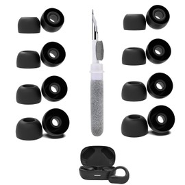 [8 Pairs] Replacement Ear Tips for JBL Endurance Peak 3, with 3 in 1 Cleaner Kit, Silicone Ear Tips (XS/S/M/L) (Black, XS/S/M/L)