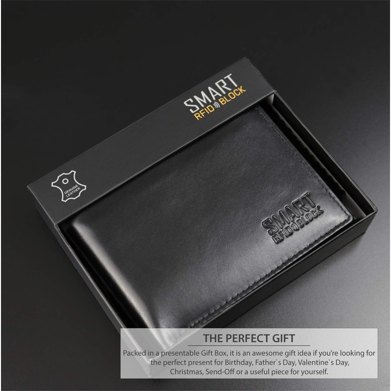 KORUMA Mens Premium Genuine Leather Bifold Wallet Smart Credit Card