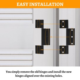 Aocies Screen Door Hinges, Aluminum Matte Black Storm Door Hinge 1/8 Inch Grooved Center Replacement for Interior Exterior Kitchen Cabinet, Most Screen Doors 4PCS