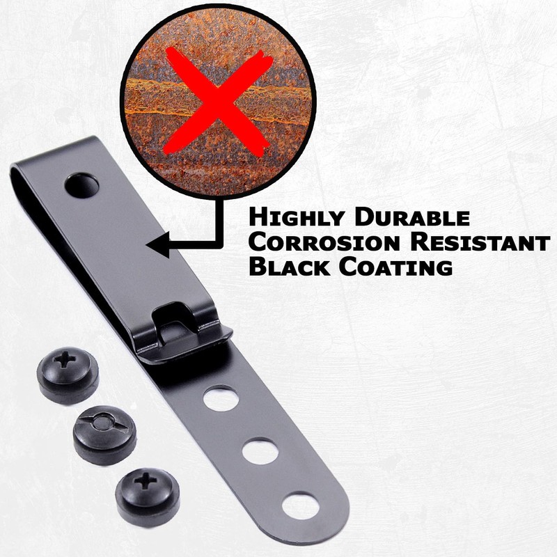 [2 Pack w/Hardware] HolsterSmith Universal Metal Belt Clip for Holster
