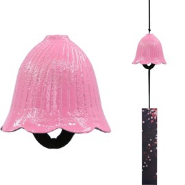 A.F.N.A.L Campana de viento japonesa de hierro fundido para exteriores, adorno para jardín, patio y balcón, colgante de campanilla de viento de metal, regalo de decoración de campanillas de viento y atrapador de viento de PVC, flor rosa