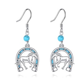 VONALA Western West Cowgirl Boots/Hat/Cow/Horse Sterling Silver Turquoise Cowboy Dangle Drop Earrings Vintage Texas Boho Jewellery Gifts for Women Men, Sterling Silver