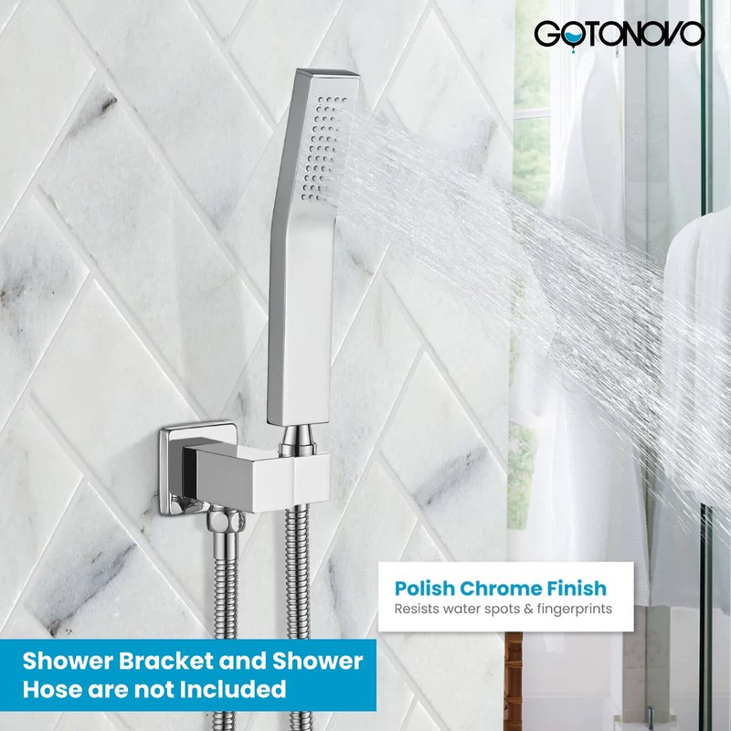 gotonovo Wall Mount Chrome Polished Solid Brass Handheld Shower Head