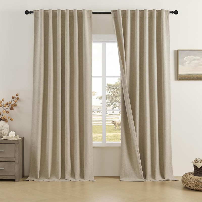 DUALIFE - Cortinas 100 opacas de lino texturizado de 84