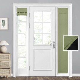 HOMEIDEAS 100% Blackout Sidelight Curtains for Front Door, Side Door Window Curtains and Small Window, Thermal Insulated Covering, 1 Panel, W12 X L68 Inch, Sage Green