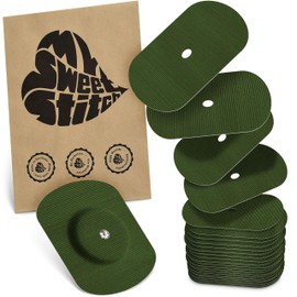 MySweetStitch - 25 x Freestyle Libre 1 & 2 Pflaster Oval mit Belüftungsloch, Overpatch Ø 70 x 55mm, wasserfest, atmungsaktiv, hautfreundlich, Olive-Green