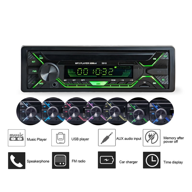 12V Car Bluetooth Multimedia Player FM Radio MP3 USB Charging
