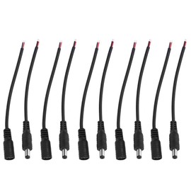 5 Pairs 5.5 x 2.1 mm Male Socket DC Power Plug Jack Connector Cable Wire Black & White Jack Connector (Black)