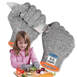 AmzFirst 2 Pair Level 5 Kids Cut Resistant Gloves, Wood Carving Gloves, Food Grade Kitchen Gloves for Women and Men, Whittling Gloves, Size: 6/X-Small (10-13 years old)