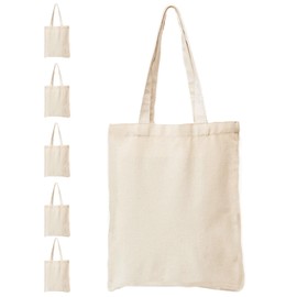 Waritili 5 | 25 | 50 Pack Economical Reusable Canvas Tote Bag, 10 Oz Thicken Grocery Cloth Bag, Blank Bag Suitable for DIY, Advertising, Promotion, Gift, Event (5 Pack, 8.8 x 9.6 Inch)