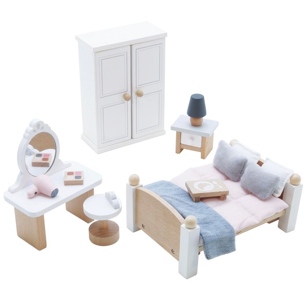 Le Toy Van - Wooden Daisylane Master Bedroom Dolls House Accessories Play Set For Dolls Houses | Dolls House Furniture Sets - Suitable For Ages 3+