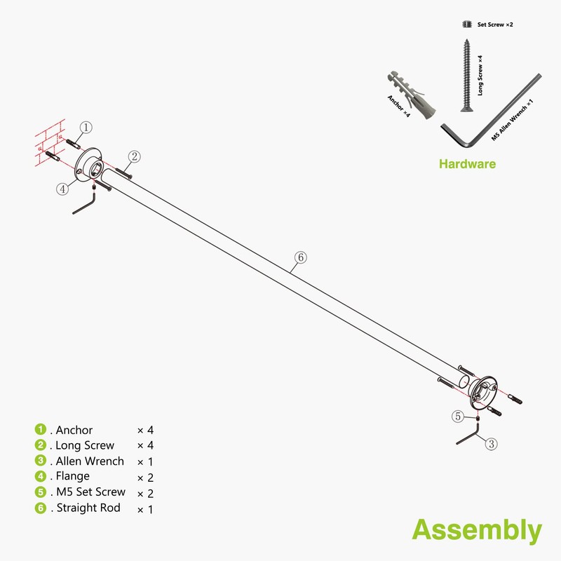 Naiture 60" Heavy-Duty Straight Shower Curtain Rod, Rustproof Stainless Steel