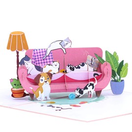 Favour Pop Up® - 3D card an idyll with funny cats, for birthdays, anniversaries, recovery or as a greeting card. With insert card for labelling. TB139