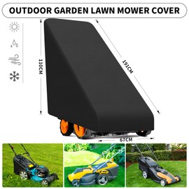 PATIO PLUS Outdoor Lawn Mower Cover ,Lawnmower Cover Waterproof, Windproof, Anti-UV, Heavy Duty 420D Oxford Fabric Mower Cover, 67 x 191 x 110 cm (Black)