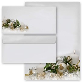 Writing Paper Set 40 Pieces Buy Online Merry Christmas 20 Sheets Writing Paper + 20 Matching Envelopes DIN Long without Window Paper-Media