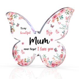 Mothers Day Unique Gifts for Mum from Daughter Son, Butterfly-Shaped Acrylic Plaque Gifts for Mum Her, Mum Birthday Gifts for Wife Grandma on Mothers Day Anniversary