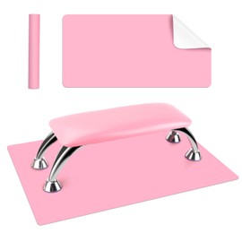 Arm Rest for Nails Tech with Nail Table Mat, Nail Arm Rest for Salons and Home Manicures, Soft Microfiber Leather Nail Hand Rest, Nail Tech Arm Rest for Relaxing Arms, Pink Hand Rest for Nails Tech