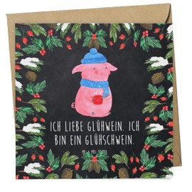 Mr. & Mrs. Panda Deluxe Karte Schwein Glühwein - Geschenk, Weihnachtsdeko, Einladungskarte, Klappkarte, Geburtstagskarte, Punsch, Glückwunschkarte,