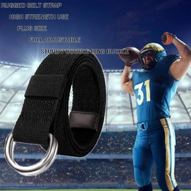 JINIU Canvas Fabric Web Football Belt for Men Sport Belts Fully Adjustable D-ring Solid Color 1.5" wide BLACK 55" long