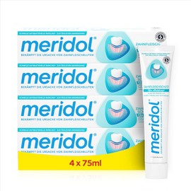 Meridol Toothpaste - Toothpaste Fights Gum Disease, Antibacterial Effect, for Teeth and Gums, 4 x 75 ml, 300.0 g