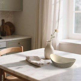 Concrete Fruit Bowl, Large Modern Meteorite Pattern Decorative Bowl for Kitchen Counter, Dining Table & Home Decor,Sturdy Centerpiece for Fruit, Keys, Candy, Unique Handmade Design (Beige, 10.6")