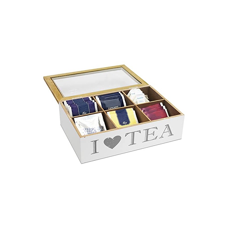 G. Wurm Tea Box 'I Love Tea' with Viewing Window