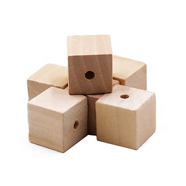 100PCS Unfinished Square Wood Beads with Holes Natural Blank Wood Cubes for DIY Craft (16mm-0.63inch)
