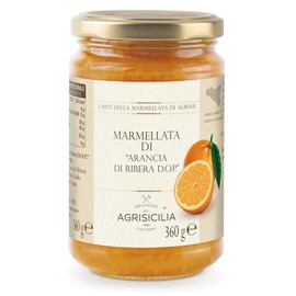 Agrisicilia Marmellata di Arancia di Ribera D.O.P.,agrumi di alta qualità e lavorazione artigianale vasetto da 360 Grammi ottima per colazione e merenda