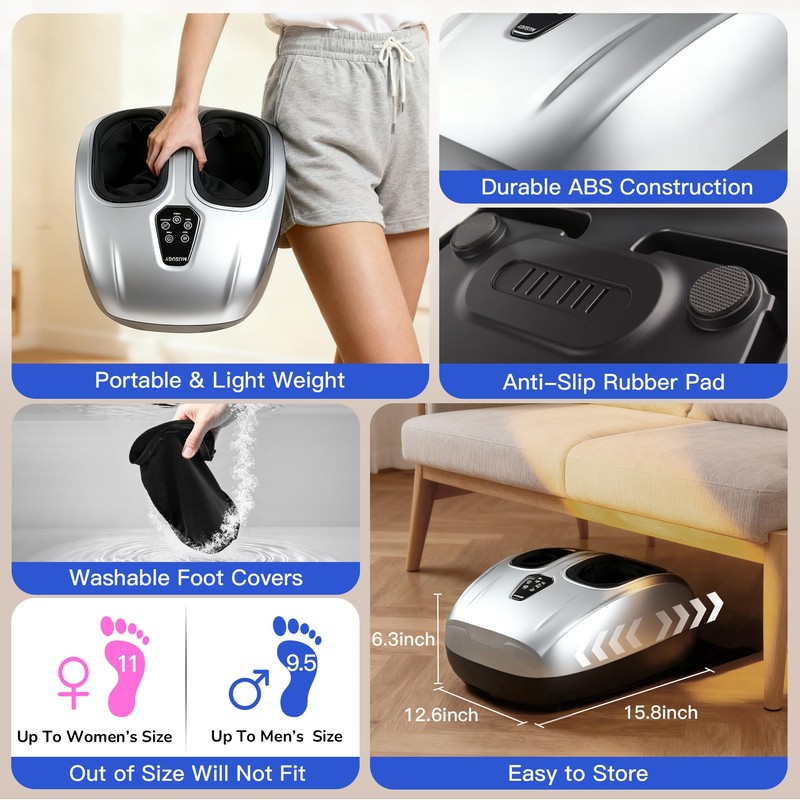 Musugy Foot Massager with Heat and Compression 2026 Upgraded Shiatsu