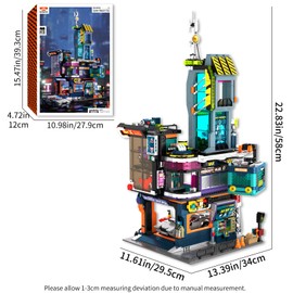 Brixelion Cyber Repair City Building Set, 2098Pcs Buildings Blocks Sets, Cyberpunk Street View Collection Future-City Modular Model Kits for Teens Boys Girls Adults Gifts Home Decor