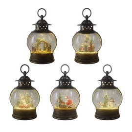 Christmas Light-Up Snow Globe Lantern - Red Truck and Trees