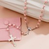 NATOSU Communion Rosary Necklace Beads with Velvet Gift Bag Catholic