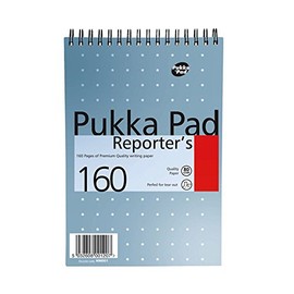Pukka Metallic Reporters Shorthand Pad 140x205mm Durable Twin Wire Bound Covers For Long Lasting Use Perforated Leaves Let You Remove Pages Quickly And Easily Handy Size For Easy Portability Feint Ruled Lines To Keep Your Writing Neat 160 Pages Of 80gsm 