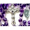 elegantmedical 8MM Amethyst Beads Rosary Cross Crucifix Catholic Necklace