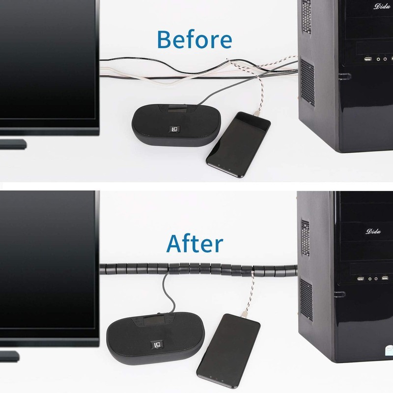 RELIANCER 10FT Cable Management Sleeve Organizer,1/2 inch Coiled Cord Organizer