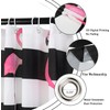 GCIREC Flamingo Shower Curtain, Black White Stripe with Hot Pink