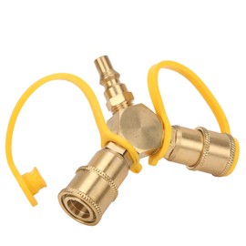 Pwshymi 2 Ways 1/4in Quick Connect Y Splitter RV Propane NPT Quick Connect Y Splitter Adapter Y-type Adapter for Propane Hose Connector Kit 1/2 splitter