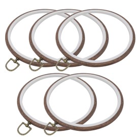 Joyangy 5 Pcs 10 Inch Embroidery Hoops, Round Imitated Wood Cross Stitch Hoop Rings for Art Craft Sewing, Circle Display Frame Kits for Embroidery Handy DIY Ornaments Decoration