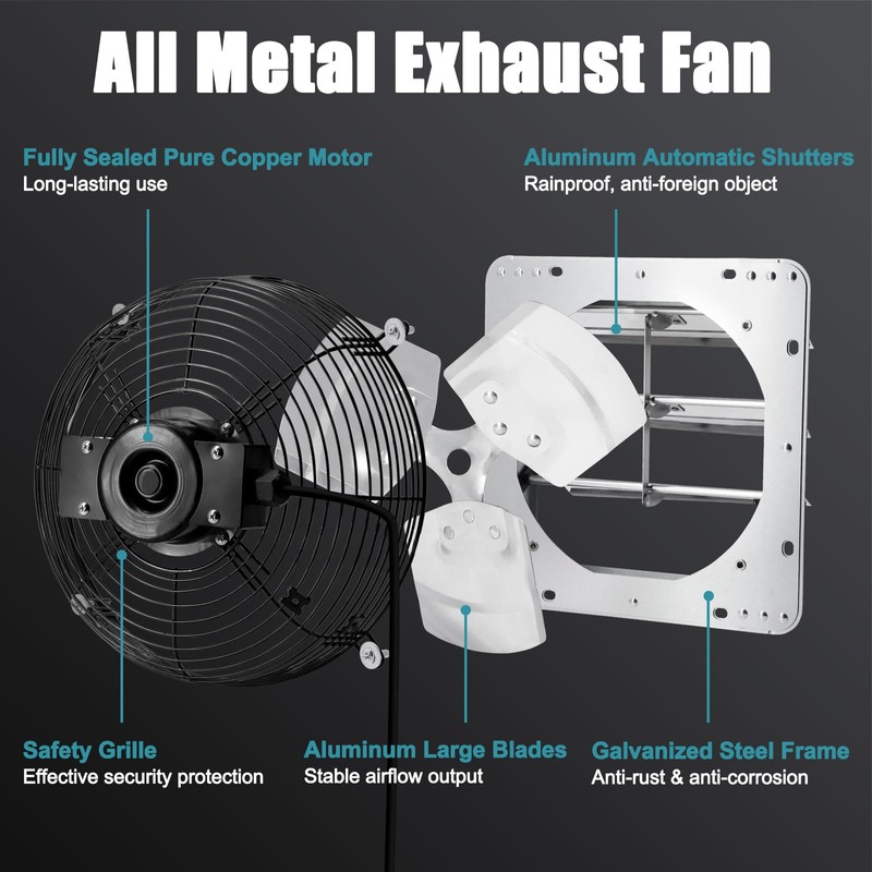 Criditpid 10 Inch Shutter Exhaust Fan with Speed Controller and