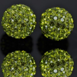 RUBYCA Pave Czech Crystal Disco Ball Clay Beads fit Shamballa Jewelry (20pcs, 8mm, Olivine Green)
