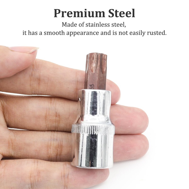 Juttzzei 2PCS Torx Bit Socket, 1/2" Drive, T55 Torx, S2