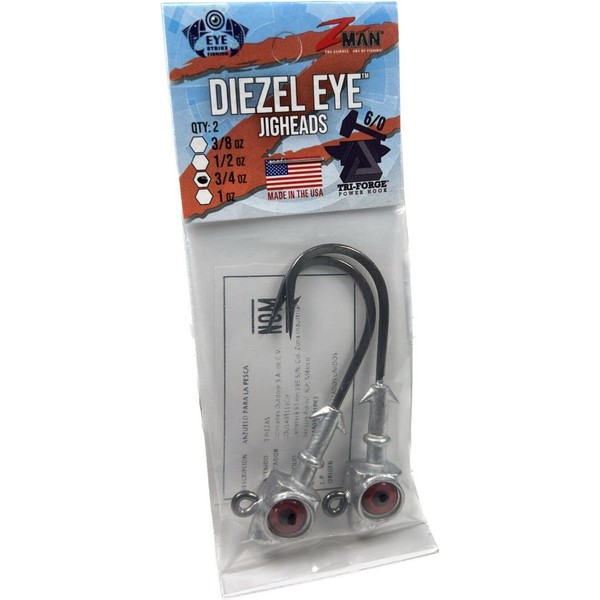 Z-Man DE802-01PK2 Diezel Eye Jigheads 8/0 2 Oz Red 2