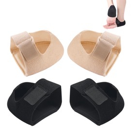 2 Pairs of Heel Spur Bandage, Heel Spur Inserts, Gel Heel Protectors, Heel Pads, for Bone Spurs Painers (Black and Skin Tone L)