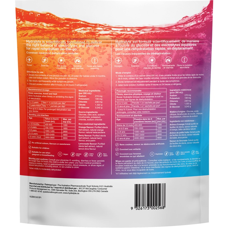 Hydralyte All Natural Electrolyte Powder, Orange, 12ct , 72.0 g