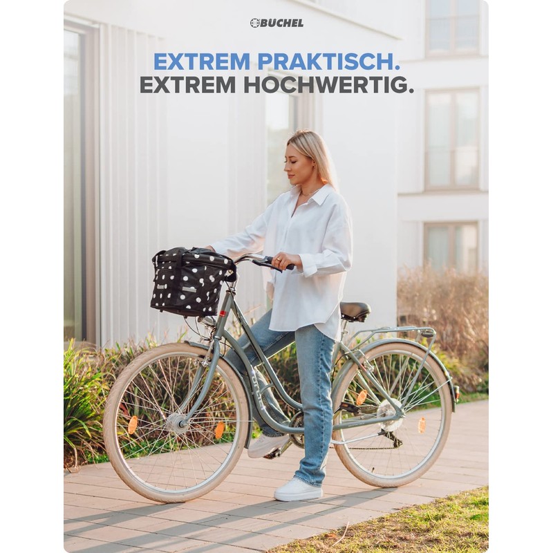 BÜCHEL Front Bicycle Basket | Shopping Bag | Foldable |