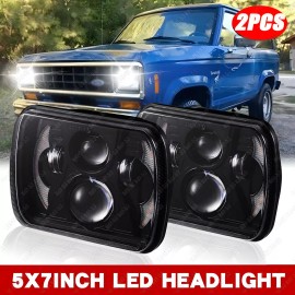 Unbranded Pair Fit for Ford F150 1981-84 Bronco 1978-1986 7x6" LED Headlights Turn Signal